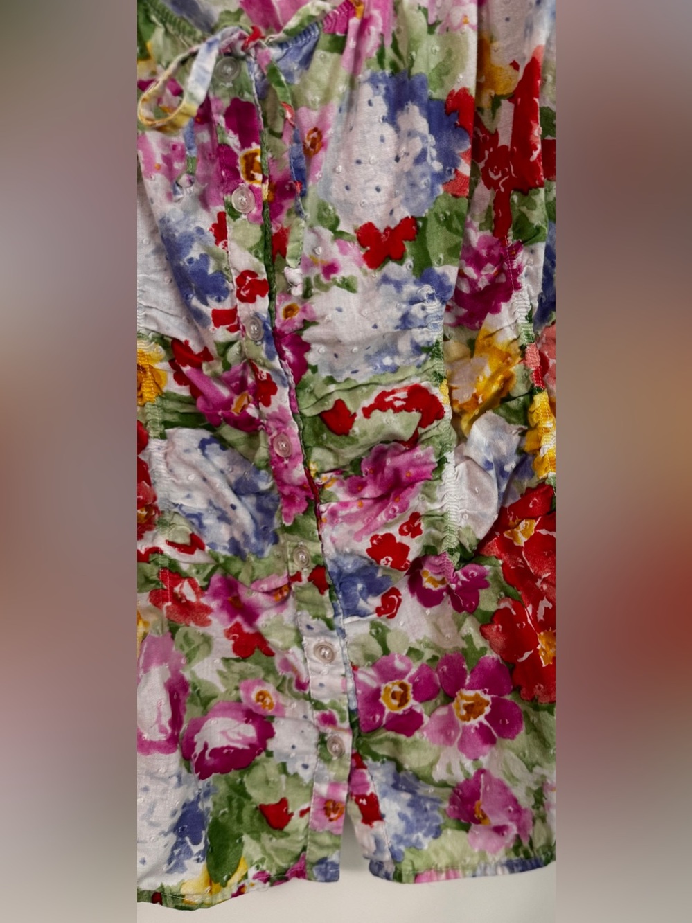 Harvé Benard Swiss Dot Blouse XL Watercolor Print Puff Sleeve Top - Picture 10 of 13